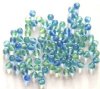 100 6mm Transparent Two Tone Blue & Green Round Beads